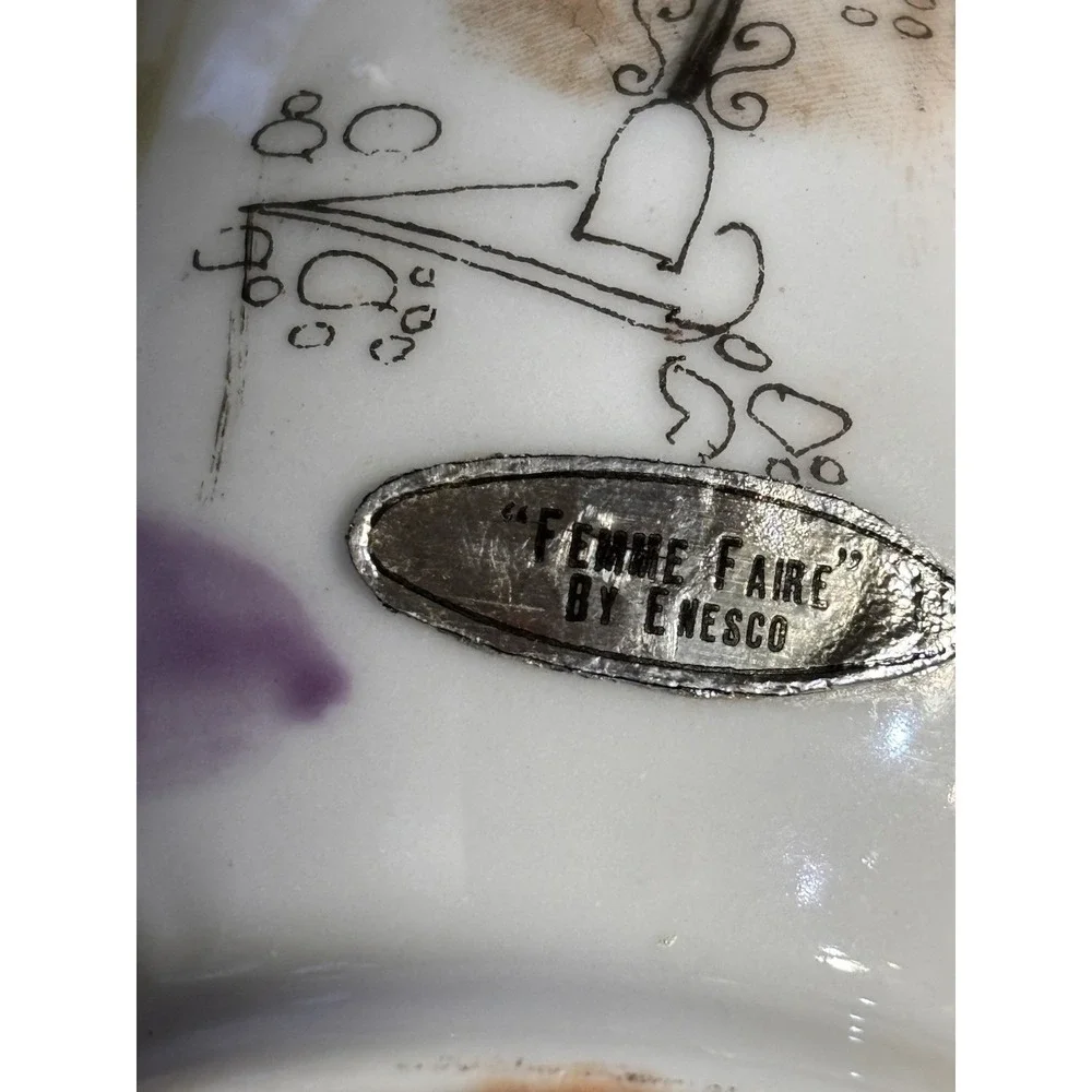 Vintage Enesco Femme Faire Hand Painted‎ Girl Vases Pair Mid Century 6